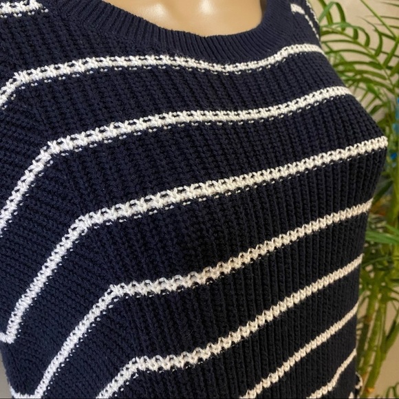 Loft Women’s Sweater Navy blue & White Striped Size L Relaxed Sweater - Picture 7 of 16